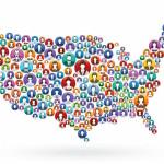 map of the United States made up of icons of people