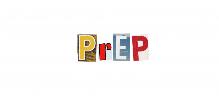 PrEP spelled out in colorful letters