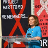 House Speaker Nancy Pelosi announces that the AIDS Memorial Quilt is moving to San Fransisco.