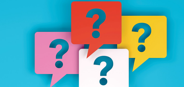 speech bubbles with question marks illustration