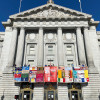AIDS Memorial Quilt display at San Francisco City Hall to coincide with the opening AIDS 2020: Virtual